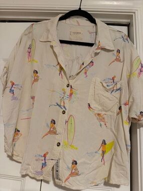 Lucky Brand Button-Up Shirt with Colorful Surf Print